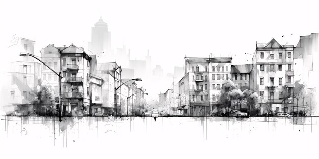 Zdjęcie cityscape sketch sketch urban architecture ilustracja na białym tle