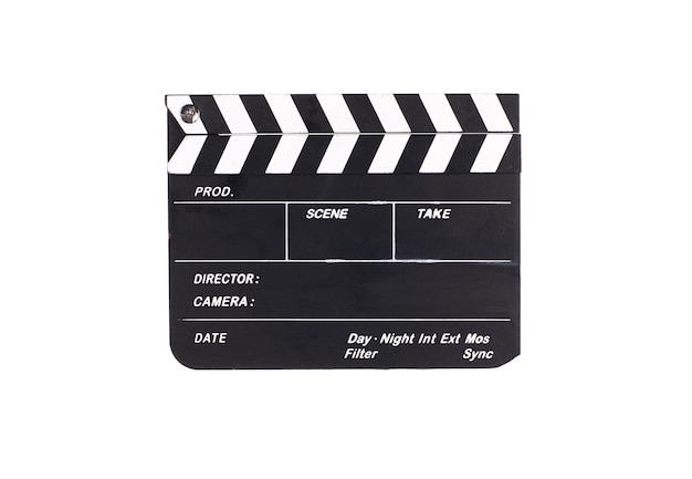 clapperboard na białym tle