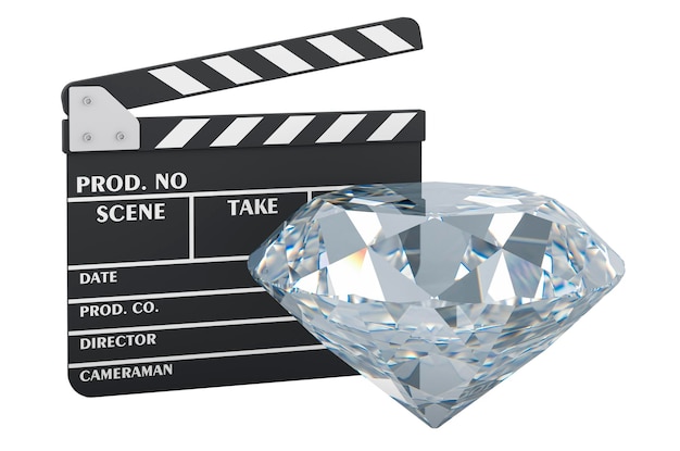 Clapperboard z diamentowym renderowaniem 3D