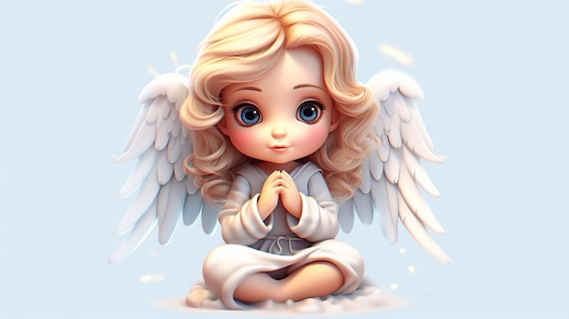 Zdjęcie clipart of słodki anioł białego tła ai generatywny