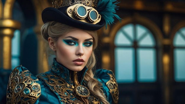 Clockwork Reverie Steampunk Fairy Tale w złocie i cyjanie