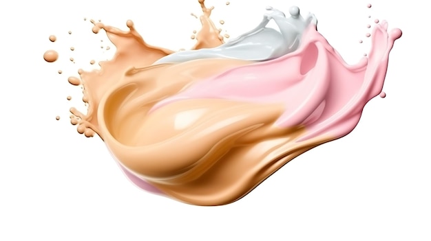 Close Up of Liquid Foundation Splash w świeżych miękkich pastelowych kolorach png przezroczyste tło