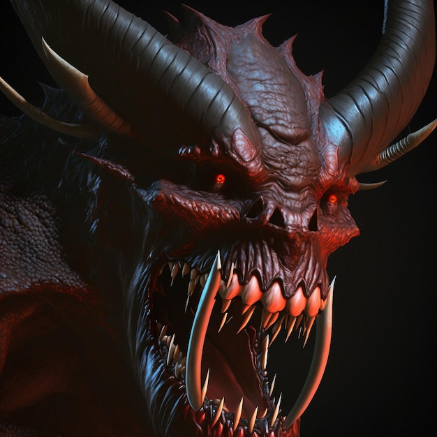 Close-up portret ilustracji zębatego potwora