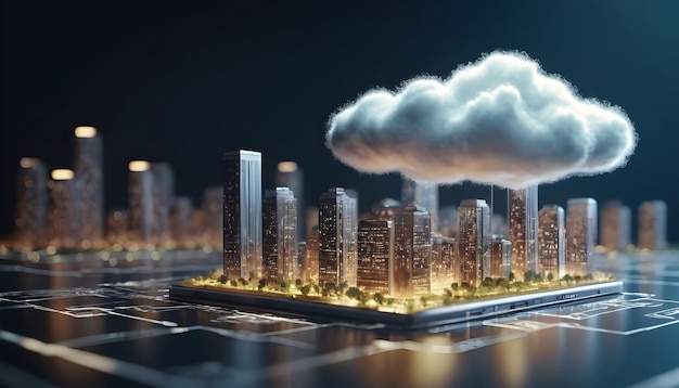 Cloud Computing Concept Smart City Bezprzewodowa komunikacja internetowa Transfer danych