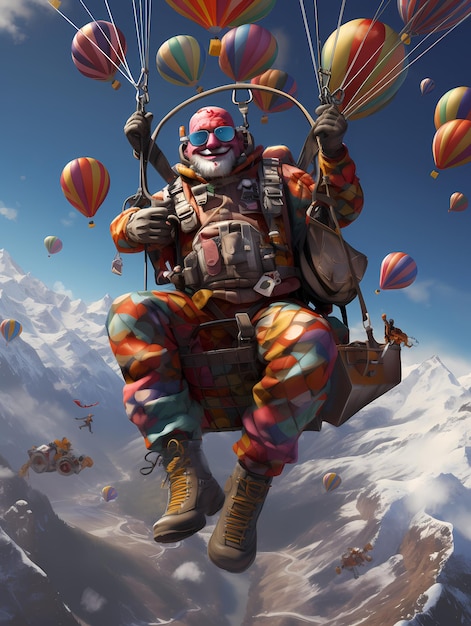 Clown Commandos HighLatająca brońToting Akrobaci w Snowy Mountains spadochroniarze