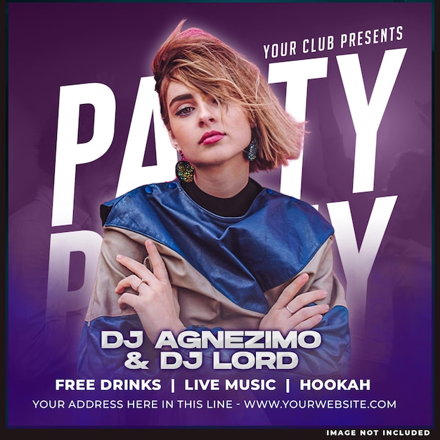 Club dj party flyer post w mediach społecznościowych