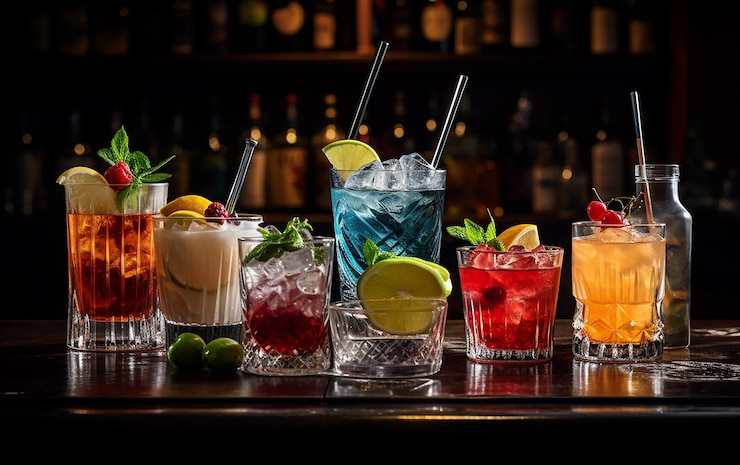 Zdjęcie cocktail delights wybór różnych koktajli na stole