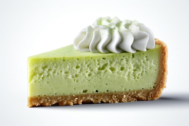 Coconut Matcha Cream Pie na czystym tle Generative Ai