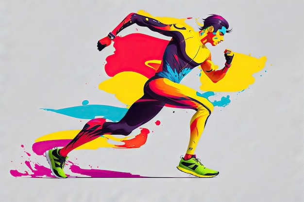 Color run marathon concept abstract colorfull splash runner background ai generative