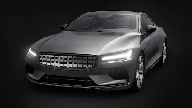 Concept car sports premium coupe Szary samochód na czarnym tle renderowania 3d