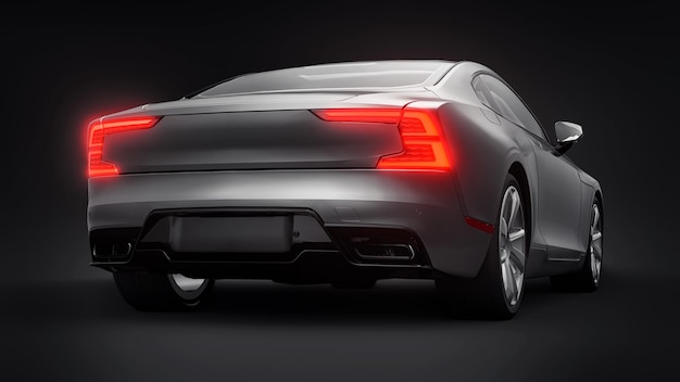 Concept car sports premium coupe Szary samochód na czarnym tle renderowania 3d