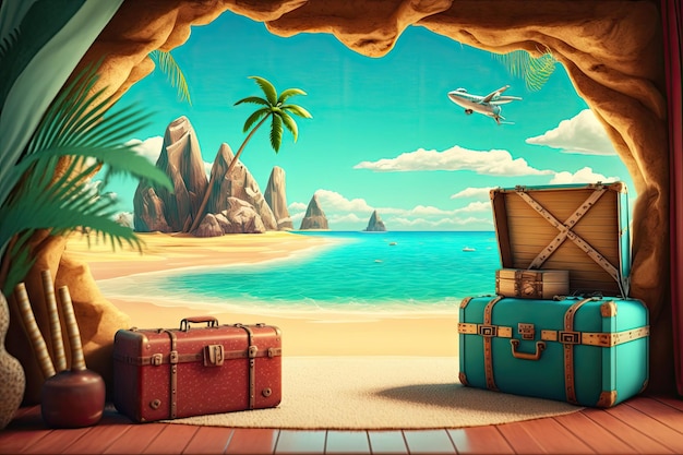 Concept of travel and nature Scena letniej plaży i morza