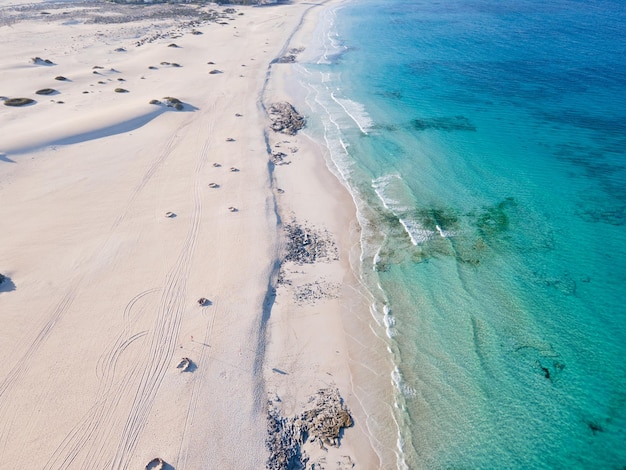 Corralejo Grandes Playas Niekończąca Się Plaża Na Fuerteventurze Z Lotu Ptaka