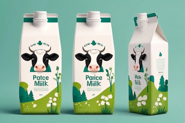 Zdjęcie cow milk packaging designgreenillustration vector