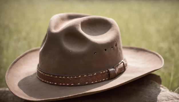 Zdjęcie cowboyowy kapelusz na drewnianym stole na wsi selektywne skupienie