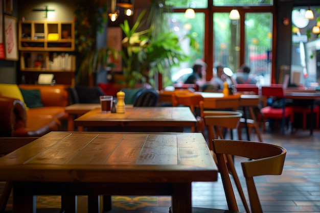 CoWorking Lounge Zone z pustymi stołami i kawiarnią