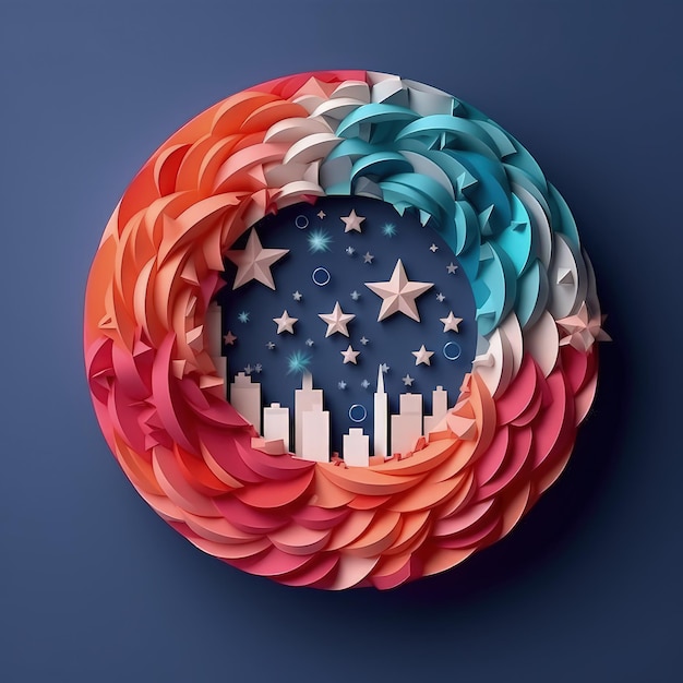 Crafting Freedom Minimalistic 3D Paper Cut Ilustracja z okazji Dnia Niepodległości