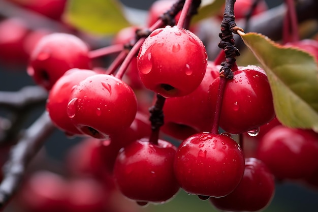 Zdjęcie cranberry na drzewie w sadzie świeże owoce cranberry