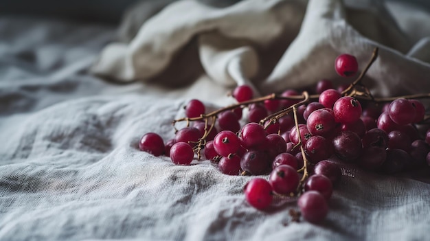 Zdjęcie cranberry na rustikalnym tle tkaninowym