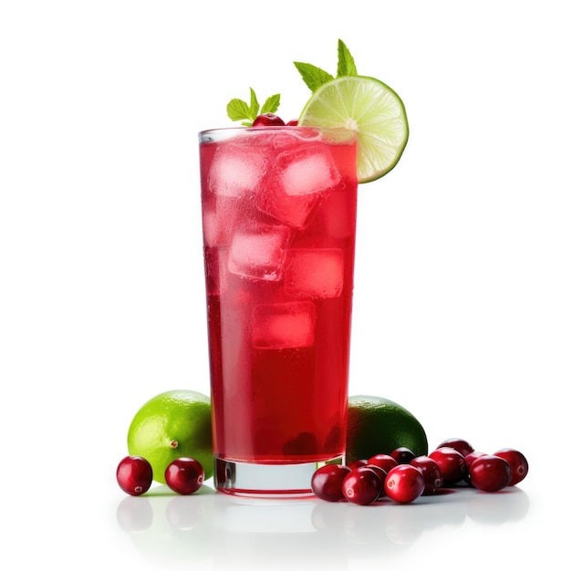 Cranberry Spritzer izolowany na białym tle Generatywna sztuczna inteligencja