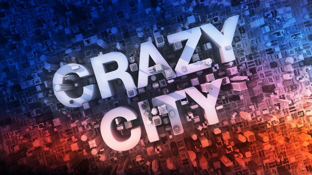 Crazy City 3D renderowane koncepcyjne ruchliwe centrum miasta