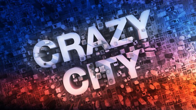 Zdjęcie crazy city 3d renderowane koncepcyjne ruchliwe centrum miasta