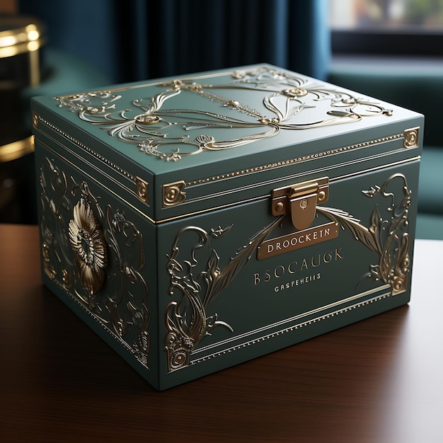 Zdjęcie creative of luxurious box packaging prezentuje wspaniały projekt eleganckiej kolekcji pudełek cra