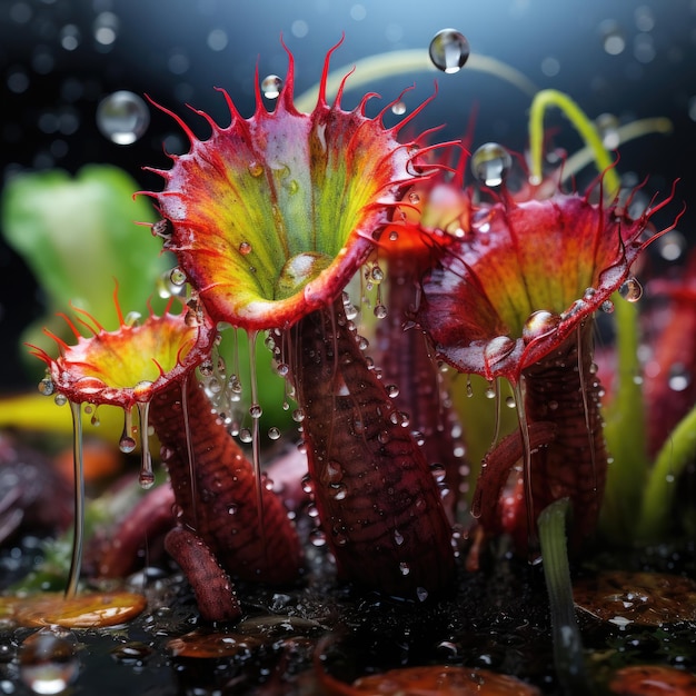 Creepy Carnivorous Plant macro przerażająca fotografia toksyczny kwas realistyczne zęby realizm sztuka drapieżnika