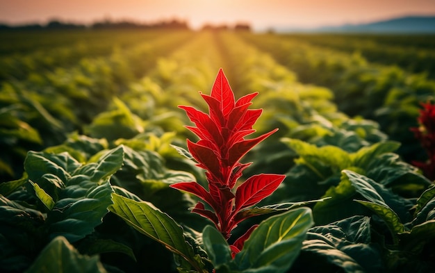 Crimson Harvest Zdjęcie rośliny tytoniu z generatywnym Ai czerwonego odcienia