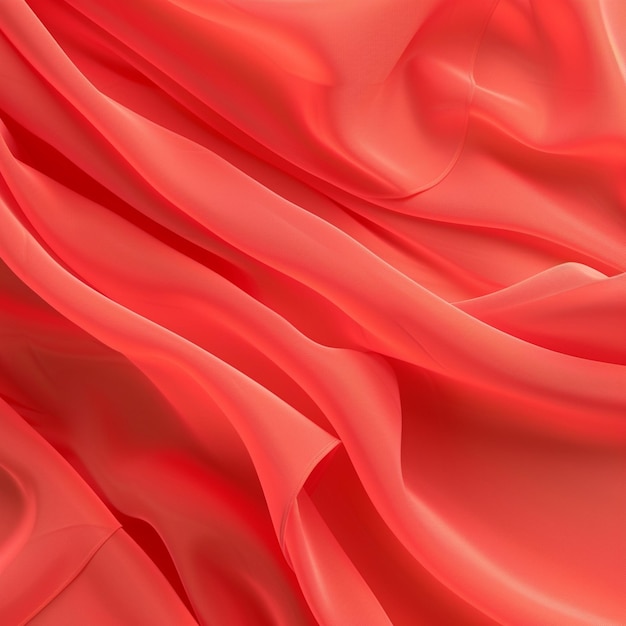 Crisp and Vibrant Coral Silk Fabric CloseUp