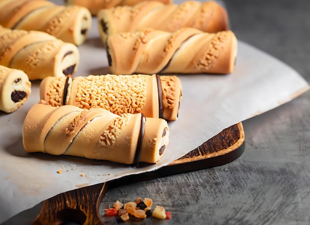 Crispy Biscuit Roll na kuchennym stole profesjonalna fotografia żywności