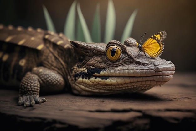 Crocodilus z generatywną sztuczną inteligencją motyla
