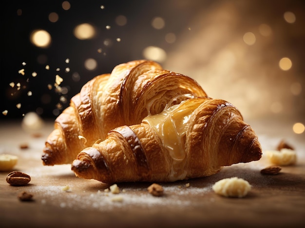 Croissant francuski to masłowe płatkowe ciasto viennoiserie zainspirowane kształtem austriackiego kipfa