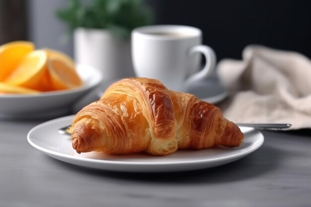 croissant i kawa