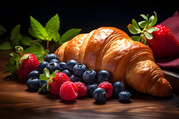 Croissant i świeże jagody