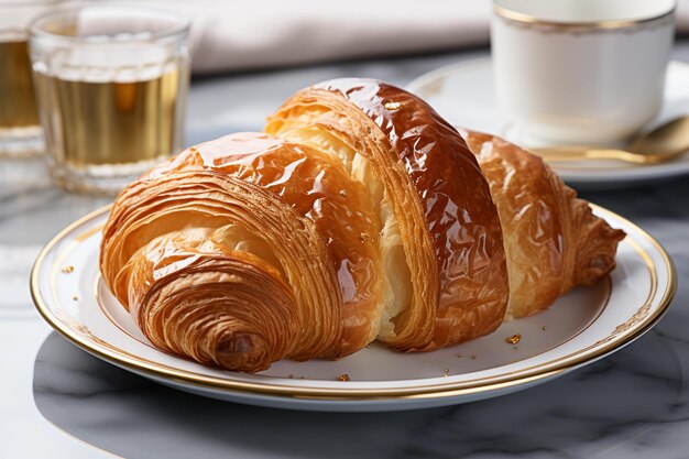 croissant na talerzu