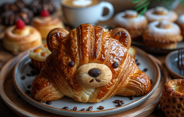 Croissant niedźwiedź to słodkie i pyszne śniadanie lub przekąska