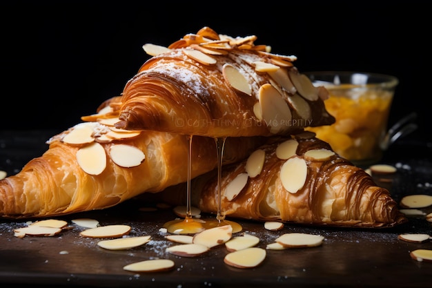 Zdjęcie croissant z prażonymi migdałami
