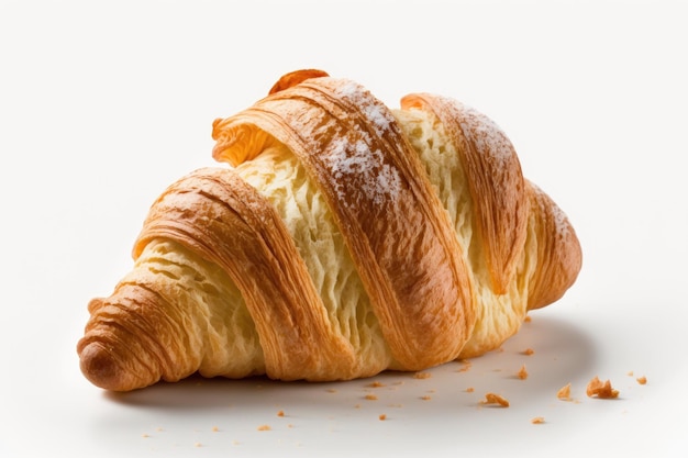 Croissant z ugryzieniem na białym tle Generatywna sztuczna inteligencja