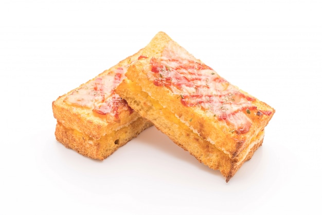 croque monsieur bekon i kanapka z jajkiem z sosem