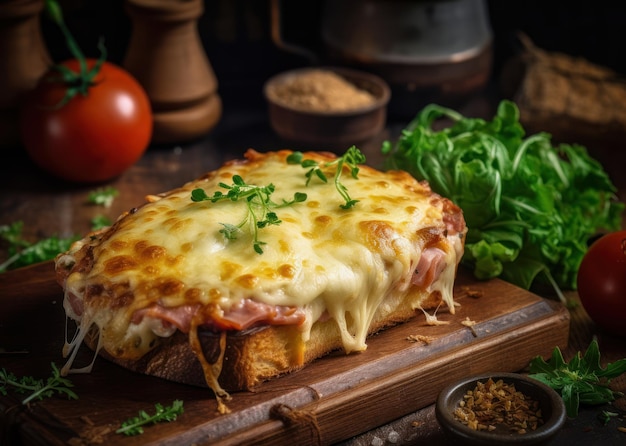 Croque Monsieur w wiejskiej kuchni Fotografia żywności