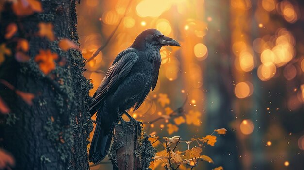 Crow HighQuality 8K Magical Forest CloseUp