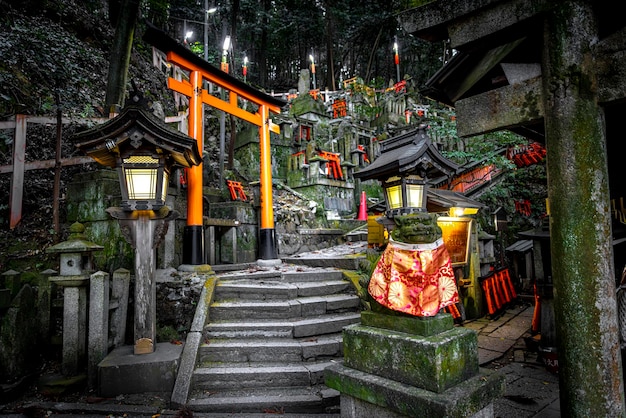 Zdjęcie cudowna noc w świątyni fushimi inari