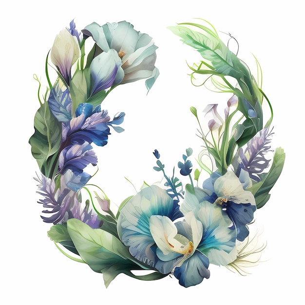 Cudowne akwarele kwitną Światła kwiatów w kształcie C Niebieski Iris Więcej