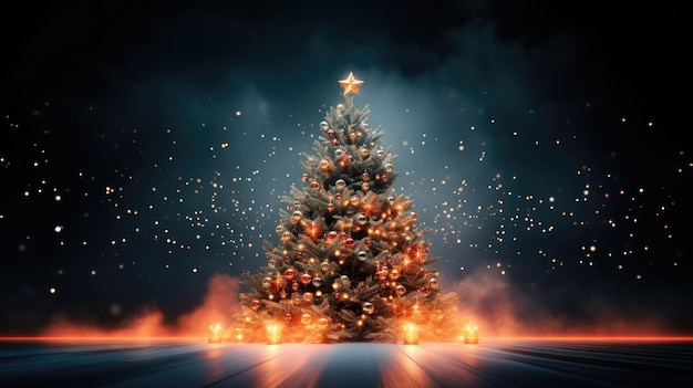 Cudowne Boże Narodzenie Światło atrakcyjne obrazy świątecznego tła z błyszczącą choinką Bożego Narodzenia promieniującą świąteczną radością