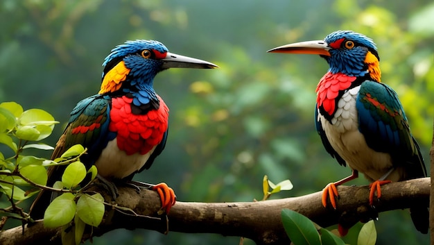 Cudowne kolorowe ptaki.