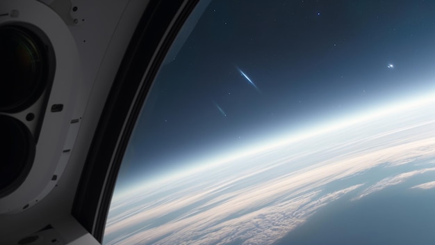 Cudowny widok na Ziemię z okna samolotu AI Generative