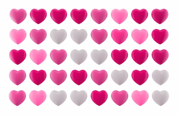 Cukierki w kształcie serca 3d Wielokolorowe cukierki w kształcie serca na białym tle 3d ilustracji
