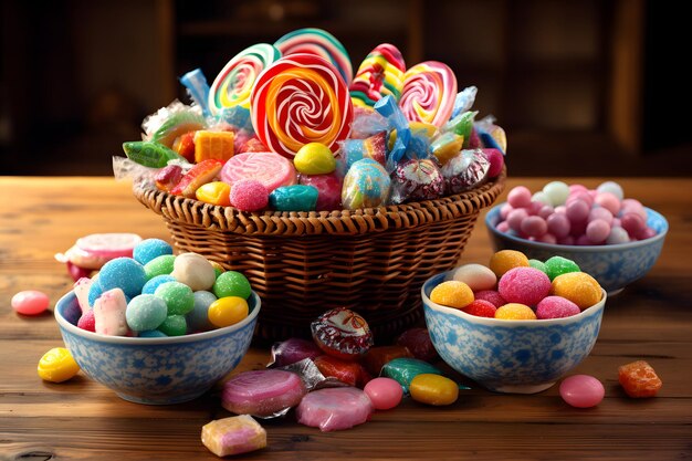 Zdjęcie cukierki z galaretką i cukrem kolorowy asortyment różnych cukierków dla dzieci
