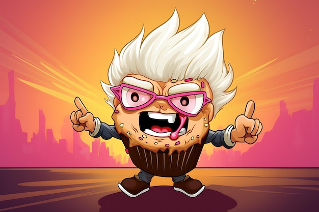 Zdjęcie cupcake grający w gry wideo postać z kreskówek